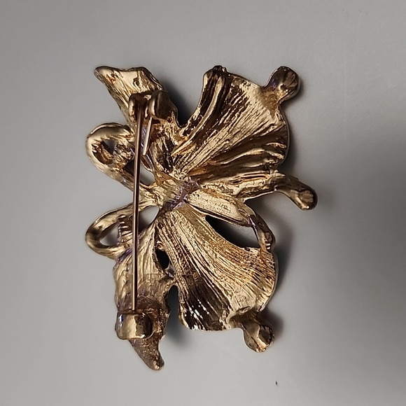 Christmas Enamel  Rhinestone Christmas Holiday  Bell Brooch - Picture 2 of 4